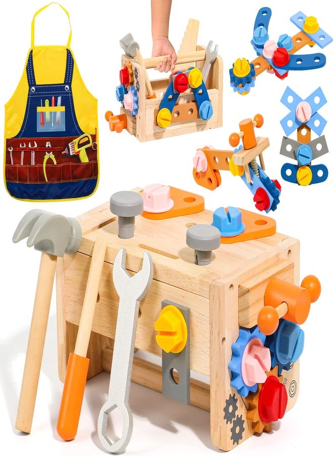 TONZE Kids Tool Set with Apron, Wooden Toddler Tool Bench Box Montessori Toys for 2 3 4 Year Old Boys Girls, 39 PCS Educational Construction Toys Pretend Play Toddler Toys 3 4 5 Year Old Birthday Gift - Image 1